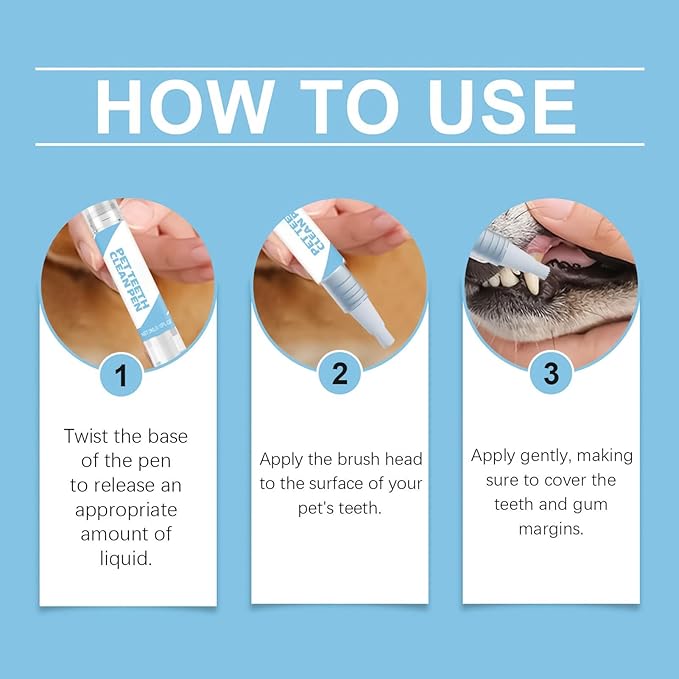 Pet Toothbrush Pen, 3x1.5x13cm, Daily Hygiene Support, Cat Dentals Gel Pen, Dog Toothbrush Cleaner Tool, Portable, for Cat Doggy Puppy Kitten