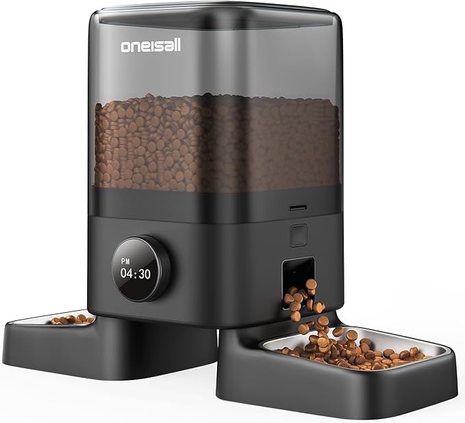oneisall Automatic Cat Feeder for 2 Cats, 20 Cups/5L Auto Cat Feeder, Automatic Cats Food Dispenser for Small Pets Indoor, Timed Pet Feeder for Dry Food