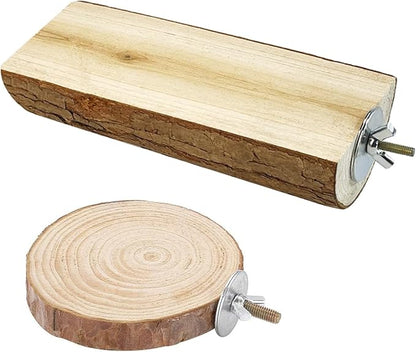 Parrot Cage Perch, Flat Wooden Platform for Birds Parrots Rats Small Animals(2 Packs)