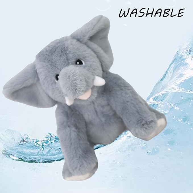 GOOC Kawaii Stuffed Smile Elephant Animal Cute Sitting Fuzzy Baby Elephant Plush Toy Gray Fluffy Doll Gift for Kids or Lover 10 Inch