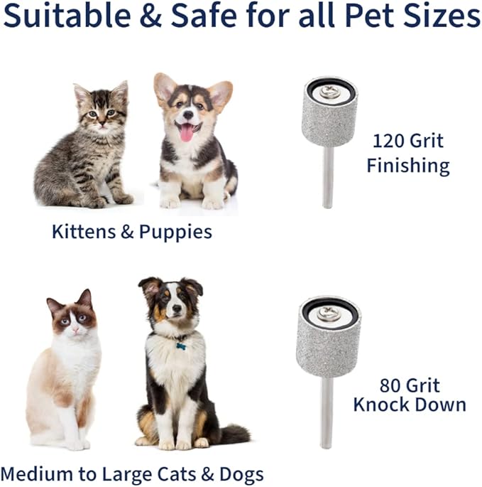 120&80 Grit Diamond Bit for Dog Nails Grinder Including 2pcs 1/2" Mandrel - Pet Nail Grinder Diamond Wheel (Finishing #120 Coarse #80)