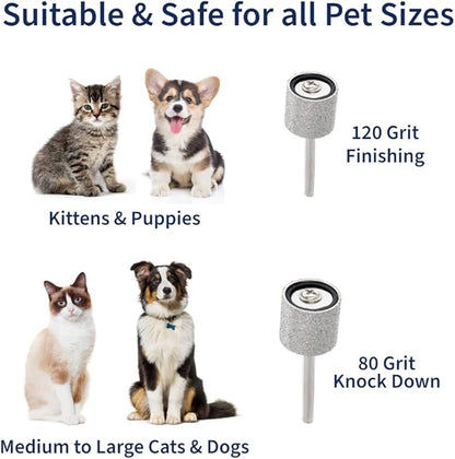 120&80 Grit Diamond Bit for Dog Nails Grinder Including 2pcs 1/2" Mandrel - Pet Nail Grinder Diamond Wheel (Finishing #120 Coarse #80)