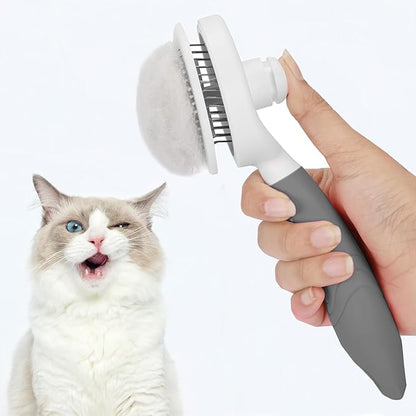 Cat Grooming Brush, Pets Skin Friendly Self Cleaning Slicker Massage Brushes for Shedding Dogs Cats Hair Gentle Remove Loose Undercoat with Long or Short Hairs for All Fur Type- UPGRADED