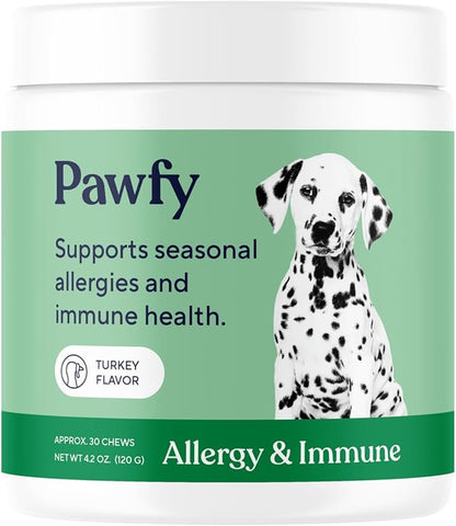 Pawfy Allergy & Immune | Anti-Itching | Immune & Gut Health | Natural Dog Supplement with Probiotic & Colostrum