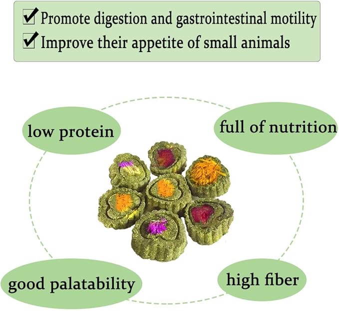 36Pcs Bunny Chew Toys,Natural Timothy Hay Handmade Grass Cakes Molar Treats for Bunny Chinchilla Guinea Pig Dwarf Rabbit Improves Teeth Health