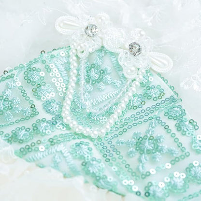 Fashion Sweet Puppy Dog Blingbling Princess Skirt Pet Dog Lace Cake Camisole Tutu Dress C-Green XS