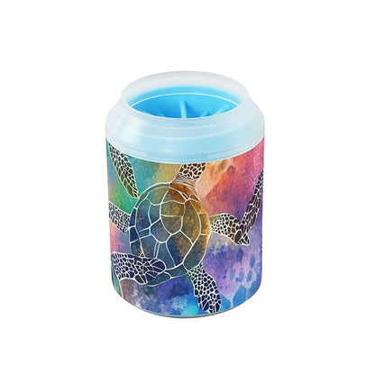 Dog Paw Cleaner Cups for Dogs Pets Foot Washer Paw Scrubber for Medium Small Dogs Cats Cleaning Cup Colorful Watercolor Sea Turtles