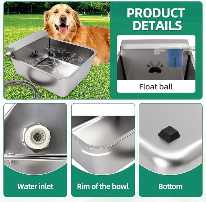 Automatic Dog Water Dispenser 23L/6Gal Capacity Large Water Bowl Auto Filling Water Fountain Stainless Steel for Large Pet Dog Chicken