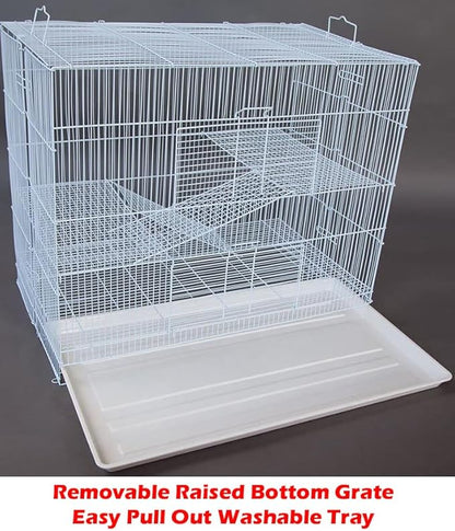 Large 3-Level Easy Foldable Chew-Proof with Tight 3/8 Inch Bar Spacing Shelves & Ladders for Ferret Chinchilla Sugar Glider Rats Mice Gerbil Mouse Metal Travel Carrier Cage Easy Clean Pull Out Tray