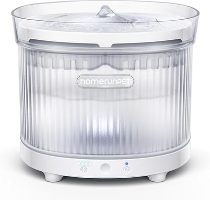 Homerunpet Cordless Cat Water Fountain, 7800mAh Battery, 30-Day Runtime, Easy-Clean Detachable Design, Transparent Tank, Motion Sensor, White