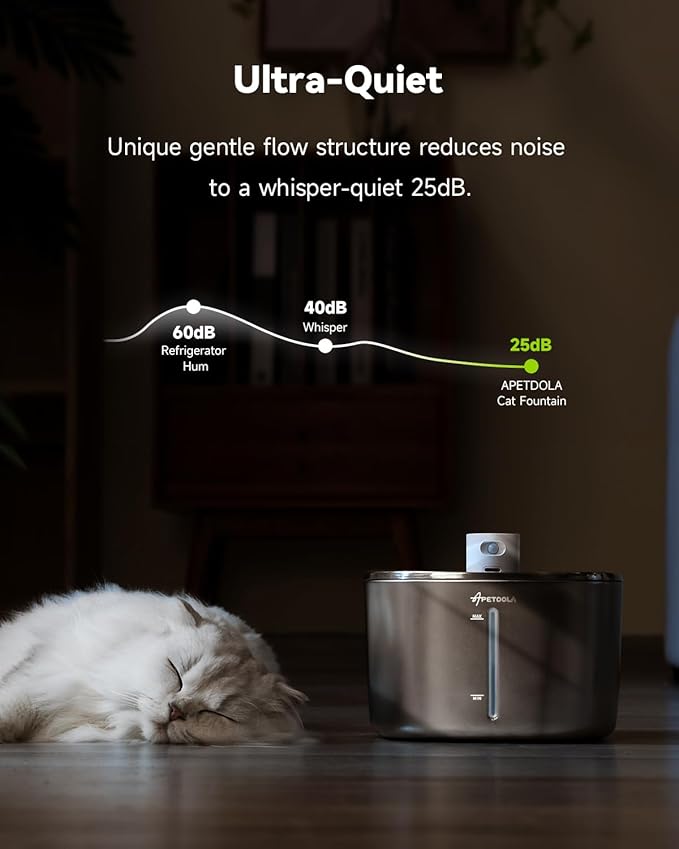 Wireless Cat Water Fountain Stainless Steel,135floz/4L Battery Operated Automatic Pet Fountain,Cordless Cat Water Dispenser Pet Drinking Water Fountain for Multicat Cats Dog Outdoor