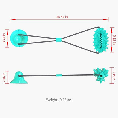 Guardians Dog Chew Toy with Suction Cup for Aggressive Chewers, Puppy Training Treats Food Dispensing Toothbrush Pet Teeth Cleaning Rope Toys for Small Medium Dogs (Blue Cactus)