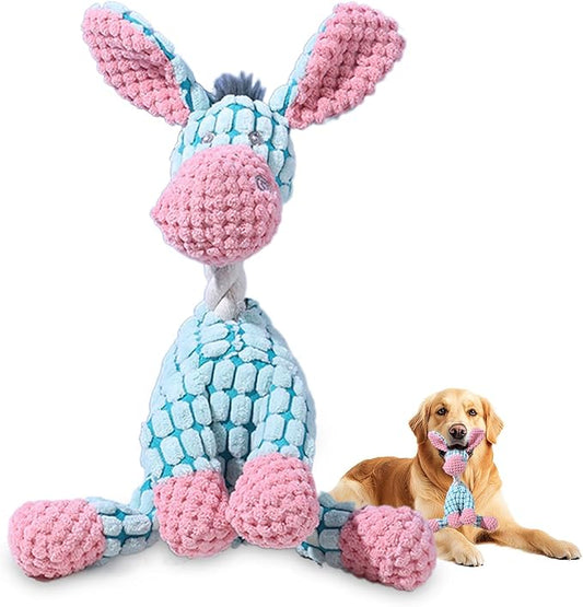 ANYSENT 2026 New Dog Toys,Indestructible Plush Dogs Toy for Aggressive Chewers,Squeaky Durable Chew Toy for Indoor Pups Teething, Stuffed Toys for Small Medium Large Dogs (Donkey)