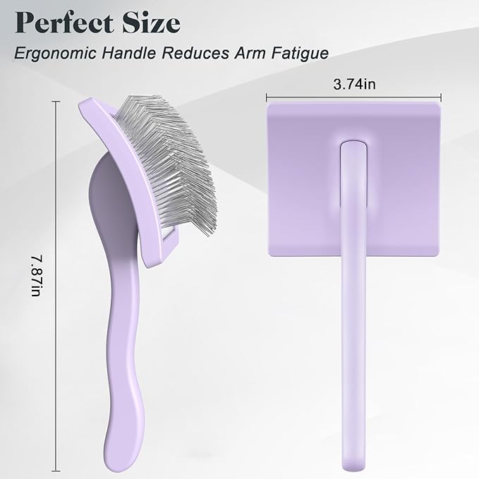 2PCS Slicker Brush for Dogs & Pet Comb,Professional Dog Grooming Brush (Goldendoodles,Poodles,Labradoodles) with Extra Long Pins to Effectively Remove Tangles, Knots and Mats (Light Purple, Large)