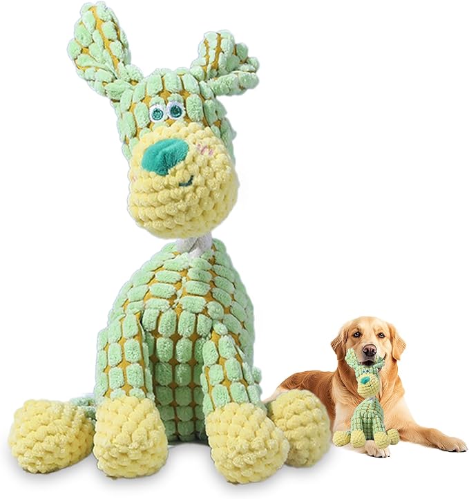 2026 New Dog Toys,Indestructible Plush Dogs Toy for Aggressive Chewers,Squeaky Durable Chew Toy for Indoor Pups Teething, Stuffed Toys for Small Medium Large Dogs (Green)