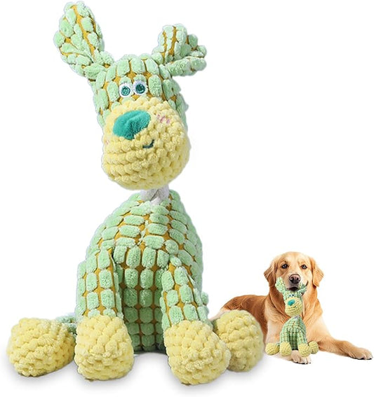 2026 New Dog Toys,Indestructible Plush Dogs Toy for Aggressive Chewers,Squeaky Durable Chew Toy for Indoor Pups Teething, Stuffed Toys for Small Medium Large Dogs (Green)