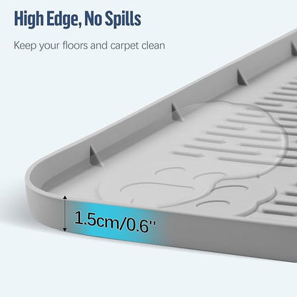 Pee Pad Holder for Dogs, 50" x 35" Silicone Pee Tray Mat Leak-Proof, High Edge, No Spill Pet Pad Holder for Puppy, Cat, Rabbit, Training Pads for Floor Protection, No Pee Pads (Light Grey)