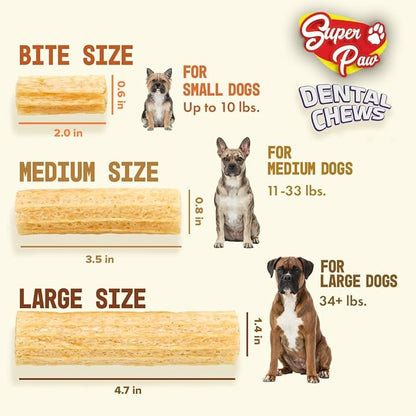 SuperPaw Dental Chews for Dogs - Healthy Dog Dental Treats for Teeth and Gums, Natural Chew Toy Alternative, Teeth & Gum Cleaning - Large, Banana, Pack of 1