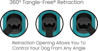 TUG Monochrome 360° Tangle-Free Retractable Dog Leash | 16 ft Strong Nylon Tape (Large, Aqua)