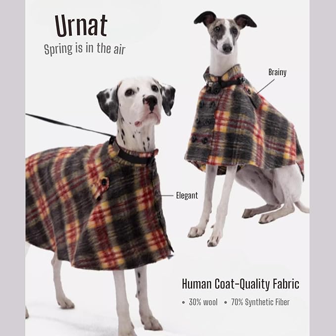 Dog Wool-Blend Luxury Cloak, Timeless Warm Plaid Coat Winter Fall Clothes Outfit Clothing Fits Small & Large Breeds Christmas Valentine Gift (Camel,S)