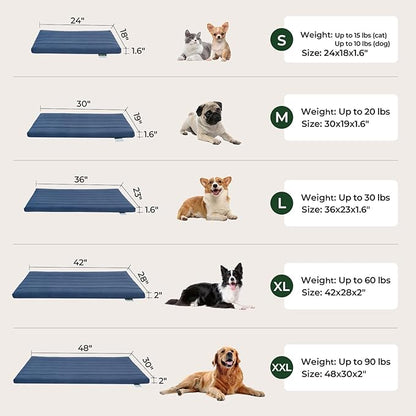 BALANCE Dog Crate Bed, Orthopedic Dog Bed Pad with Waterproof Liner, Washable Crate Foam Pet Mat for Large, Medium, Puppy Dogs Breeds, Powder Blue, 48"x30"x2"