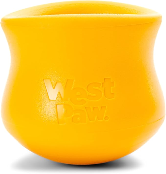 WEST PAW Toppl Durable Dog Treat Puzzle Toy for Medium to Large Dogs- Engaging Interactive Chew Toy for Mental Stimulation, Slow Feeding- 3/4 Cup Capacity - Sunflower Yellow, Large