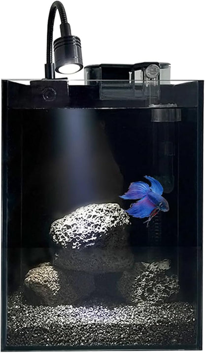 AQUA DAREN 1.5Gallon Glass Aquarium Nano Small Fish Tank Start Kit with Adjustable Filter,LED Light for Small Fish,Shrimp,or Betta 22 * 16 * 16cm
