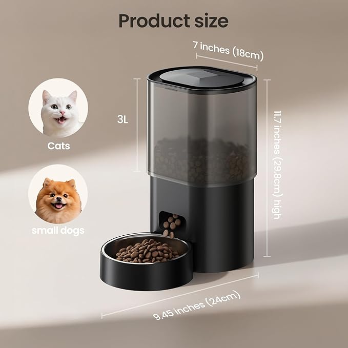 Automatic Cat Feeder and Water Fountain 5G WiFi Cat Food Dispensers, APP Remote Control, Programmable Timed Feeding,Dry Food Smart Feeder 10s Voice Recorder 1-10 Meals/Day for Cats Small Dogs