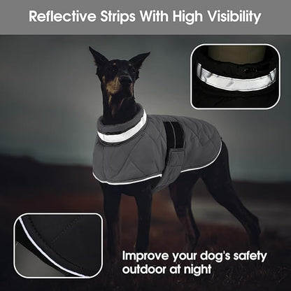 Dog Winter Coat Warm Padded Puppy Jacket Windproof Water Resistant Clothes for Small Medium Large Pets Christmas Sweater Outfit Vest(Grey, XS)