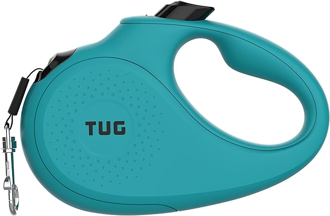 TUG Monochrome 360° Tangle-Free Retractable Dog Leash | 16 ft Strong Nylon Tape (Large, Aqua)