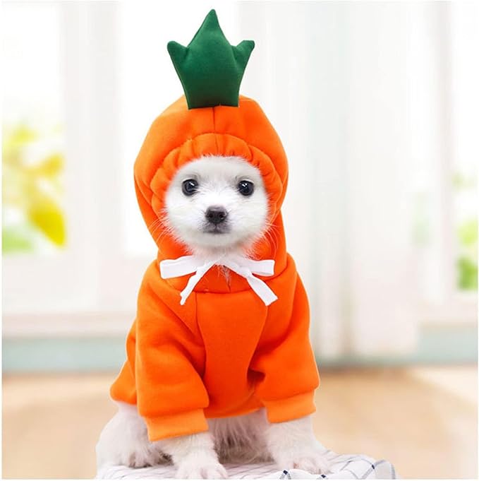 Warm Dog Winter Clothes Cute Fruit Dog Coat Hoodies Fleece Pet Dogs Costume Jacket for French Bulldog Chihuahua Ropa para Perro(Orange,XL)