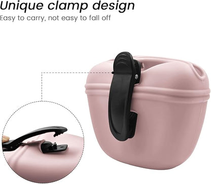 AUDWUD Silicone Dog Treat Pouch,With Dog Training Clicker,Clip on Portable Training Container,Convenient Magnetic Buckle Closing and Waist Clip