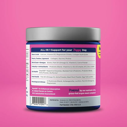 Vetericyn All-in 1 Multifunctional Puppy Supplement | Digestive Enzymes + Antioxidant Immune Support for Puppies + Vitamins, Minerals, Prebiotics, Probiotics, and Omegas. 90 Count