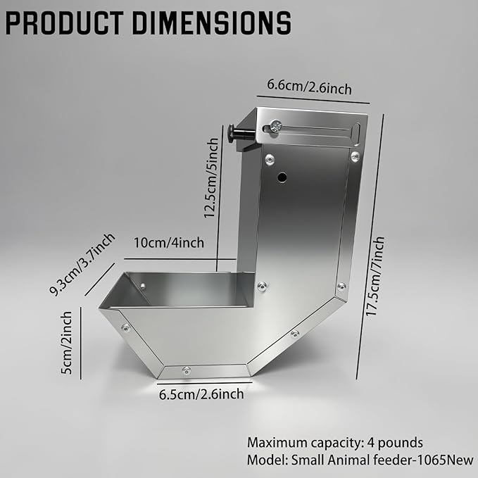 Small Animal Gravity Feeder 4 Pcs - Stainless Steel Pet Feeding Rabbits Feeder, Anti-Corrosion Durable with Sliding Lid for Indoor Outdoor Cage Use