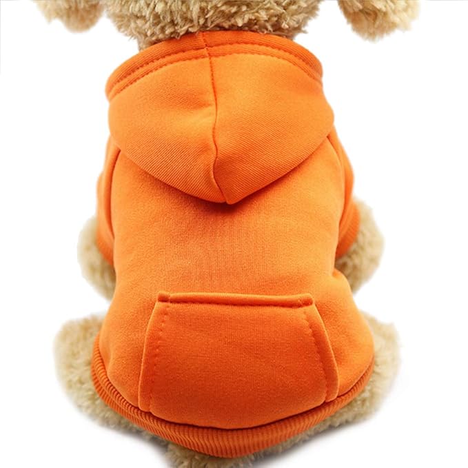 Idepet Pet Dog Hoodies Dog Clothes for Small Dogs Vest Chihuahua Clothes Warm Coat Jacket Autumn Puppy Outfits Cats Dogs Clothing(S, Orange)