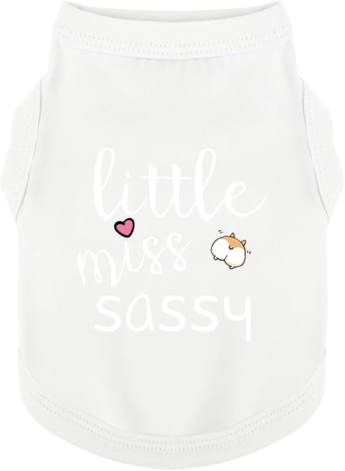Paiaite Dog Clothes Fashionable Sleeveless Pet Vest: 'Little Miss Sassy' Printed Cotton Dog Shirt, Ideal for Small, Medium, and Large Breeds, Ensuring Comfort and Breathability White XL