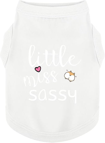 Paiaite Dog Clothes Fashionable Sleeveless Pet Vest: 'Little Miss Sassy' Printed Cotton Dog Shirt, Ideal for Small, Medium, and Large Breeds, Ensuring Comfort and Breathability White XL