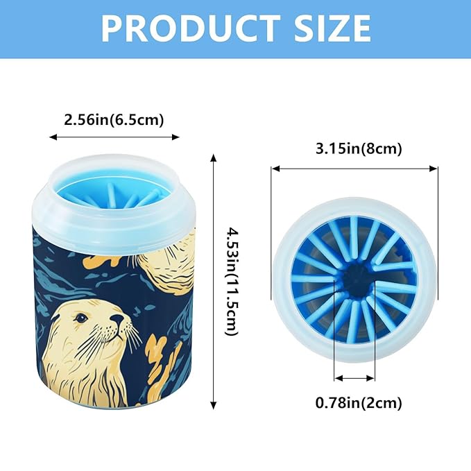 Dog Paw Cleaner Cups for Dogs Pets Foot Washer Paw Scrubber for Medium Small Dogs Cats Cleaning Cup Blue California Sea Lion