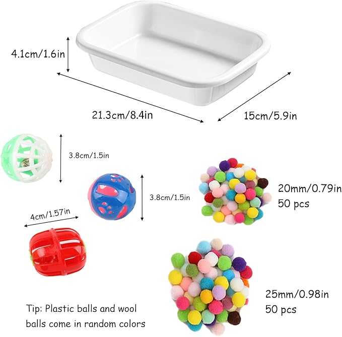 Wzttdm Dig-Box Tray for Hedgehog Cage with Ball Toy, Hedgehog Enrichment Kit Toy, Hedgehogs Accessories, for Hamster, Cat, Small Animal Accessories (White, 8.4 * 5.9 * 1.6in)