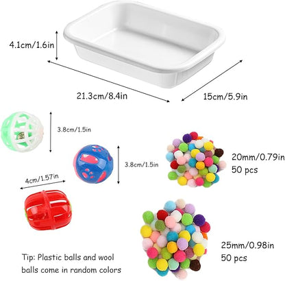 Wzttdm Dig-Box Tray for Hedgehog Cage with Ball Toy, Hedgehog Enrichment Kit Toy, Hedgehogs Accessories, for Hamster, Cat, Small Animal Accessories (White, 8.4 * 5.9 * 1.6in)