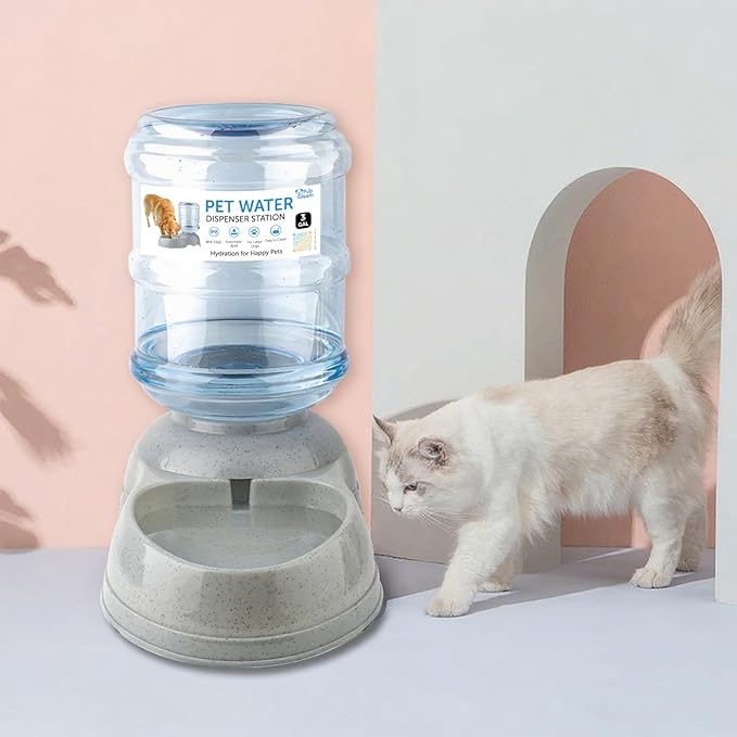 Water Dispenser Station for Large Dogs and Cats, 3 Gallon Large Capacity Gravity Automatic Water Feeder, Indoor Outdoor Dog Drinking Fountain, Dog Water Bowl for Multiple Pets, BPA Free