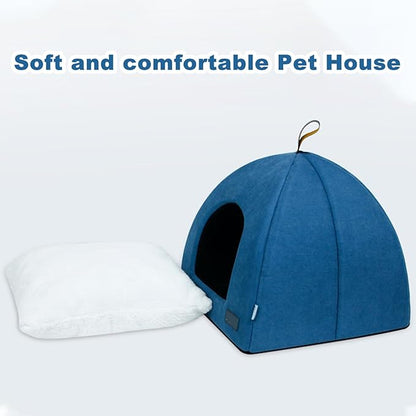 Zerone Pet Tent, Foldable Cat Bed Breathable Cat House Indoor Pet Tent Dog Bed with Mat (M)