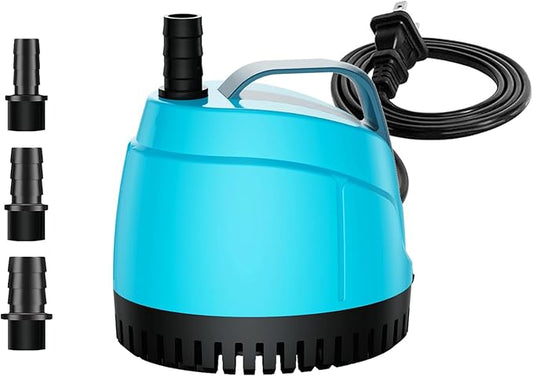 210GPH Ultra Quiet Bottom Suction Submersible Water Pump (780L/H, 15W) with 2 Nozzles,5.6ft High Head,Suitable for Aquariums,Fish Tanks,Pond Fountains,Hydroponic Green and Indoor Fountains