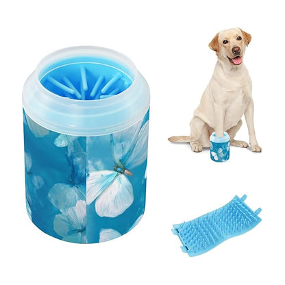 Dog Paw Cleaner Mudbuster Dog Foot Washer for Small Medium Large Dogs Cats Premium Pet Supplies Ink Blue Butterfly