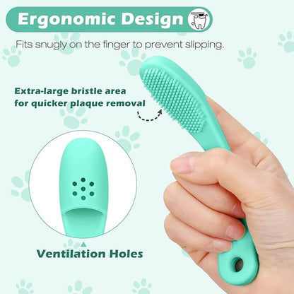 3pcs Dog Finger Toothbrush, Cat Chin Brush with Food-Grade Silicone, Dog Tooth Brushing Kit, Silicone Cleaning Brush for Pet Dental Care