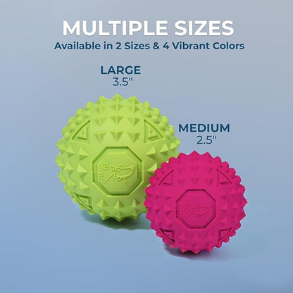 Best Pet Supplies Interactive Squeaky Dog Chew Toy, Ideal Dog Toys for Chewers, Small, Medium & Large Dogs, and Fetch Lovers - Spiky Ball (Blue, Orange), Medium 2.5"