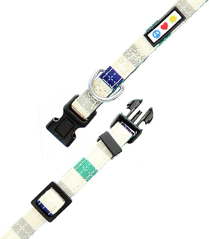 Pawtitas Pet Soft Adjustable Solid Color Nylon Puppy/Dog Collar Personalized Dog Collar Embroidered Customize w Pet Name & Phone Number Small Grey/Blue/Green