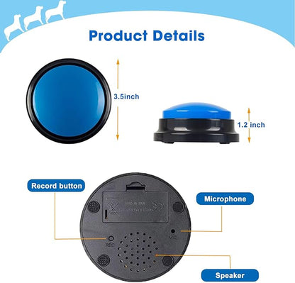 BoArt Voice Recording Button, Dog Buttons for Communication Pet Training Buzzer, 30 Second Record&Playback, Voice Recording Clicker for Cat, Puppy, Pet Trainin, Funny Gift for Study Office Home 4 Pcs