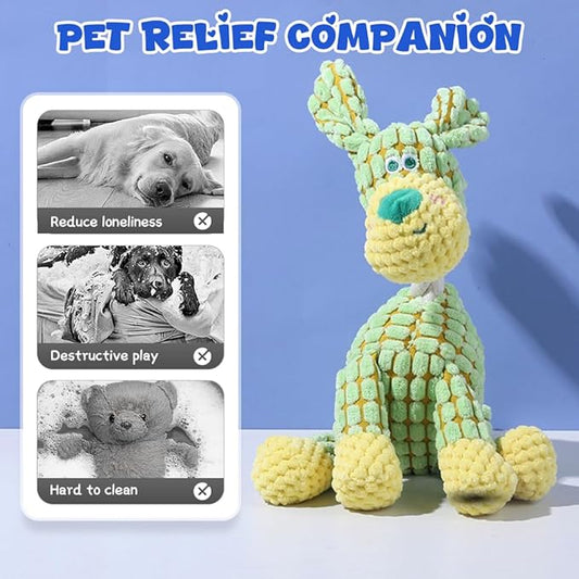 2026 New Dog Toys,Indestructible Plush Dogs Toy for Aggressive Chewers,Squeaky Durable Chew Toy for Indoor Pups Teething, Stuffed Toys for Small Medium Large Dogs (Brown/2pcs)