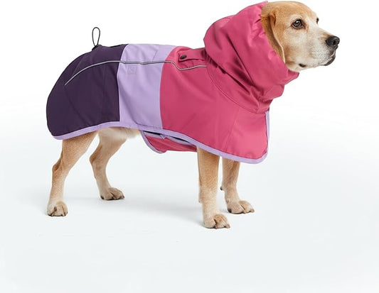 Spark Paws Dog Raincoat, Waterproof Windproof Rain Jacket, for Small Medium Large Extra Large Dogs, Reflective Breathable Full-Body Coverage Dry Suit - Pink Lilac Purple - 2XL